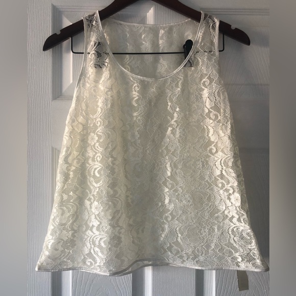 American Apparel Ivory Lace Sleeveless Tank - Picture 3 of 8